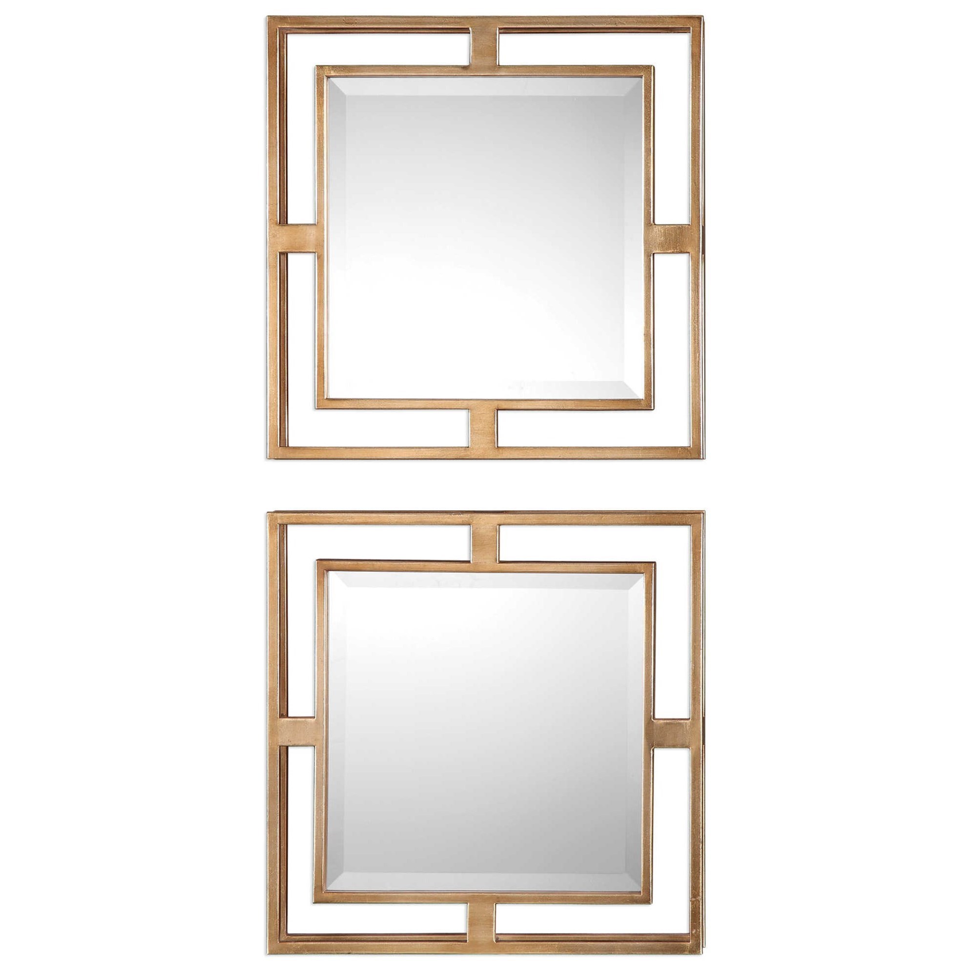Uttermost Mirrors Allick Gold Square Mirrors (Set of 2) Suburban Furniture Wall Mirrors